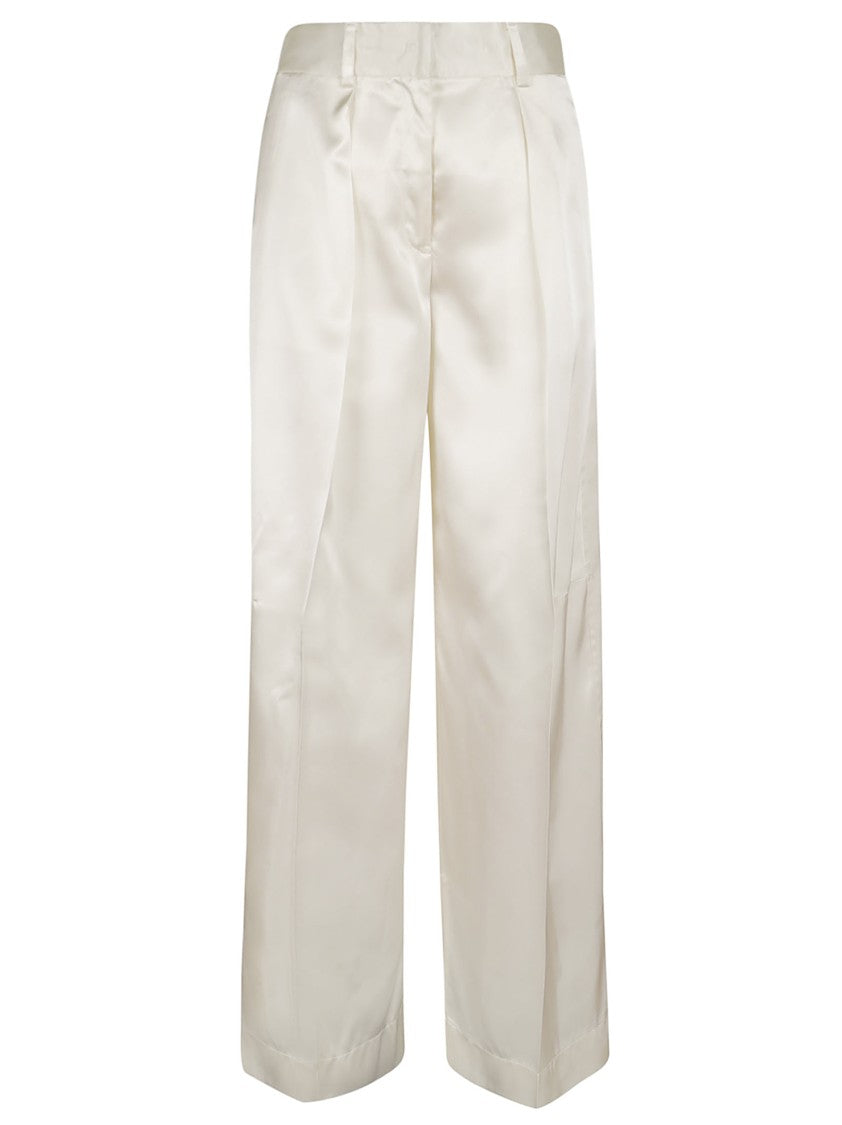 Jil Sander Wide-Leg White Trousers With High Waist