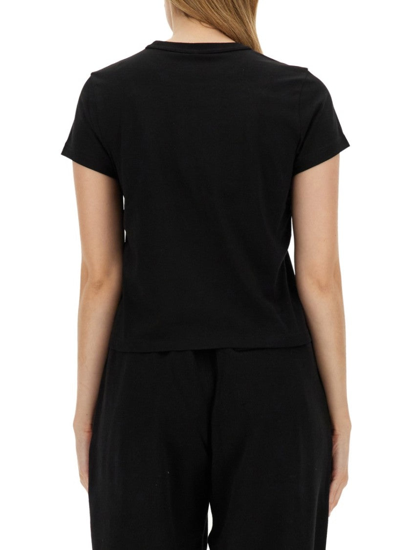 T By Alexander Wang Essential Shrunk Cropped Black T-Shirt
