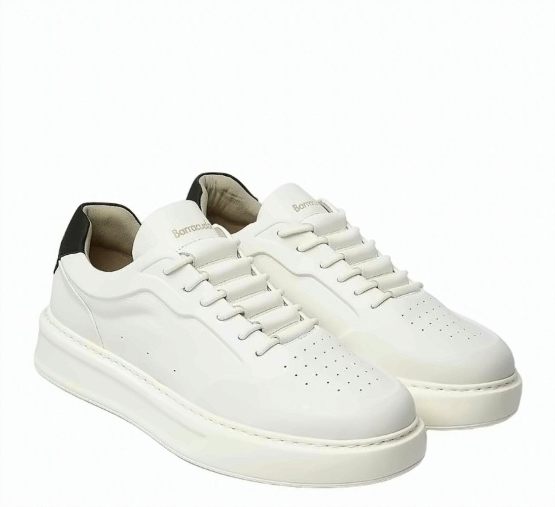 Barracuda White Slip On Leather Sneakers