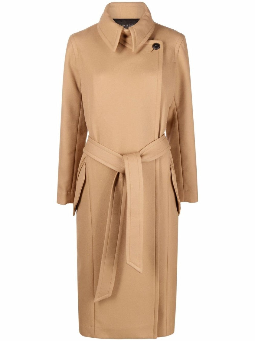 Rag & Bone Beige Trench Coat With Tailored Fit And Belted Waist