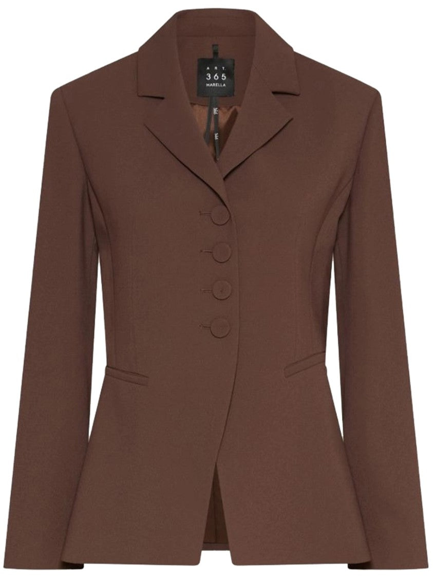 Marella Brown Mltbig Tailored Structured Wool Jacket