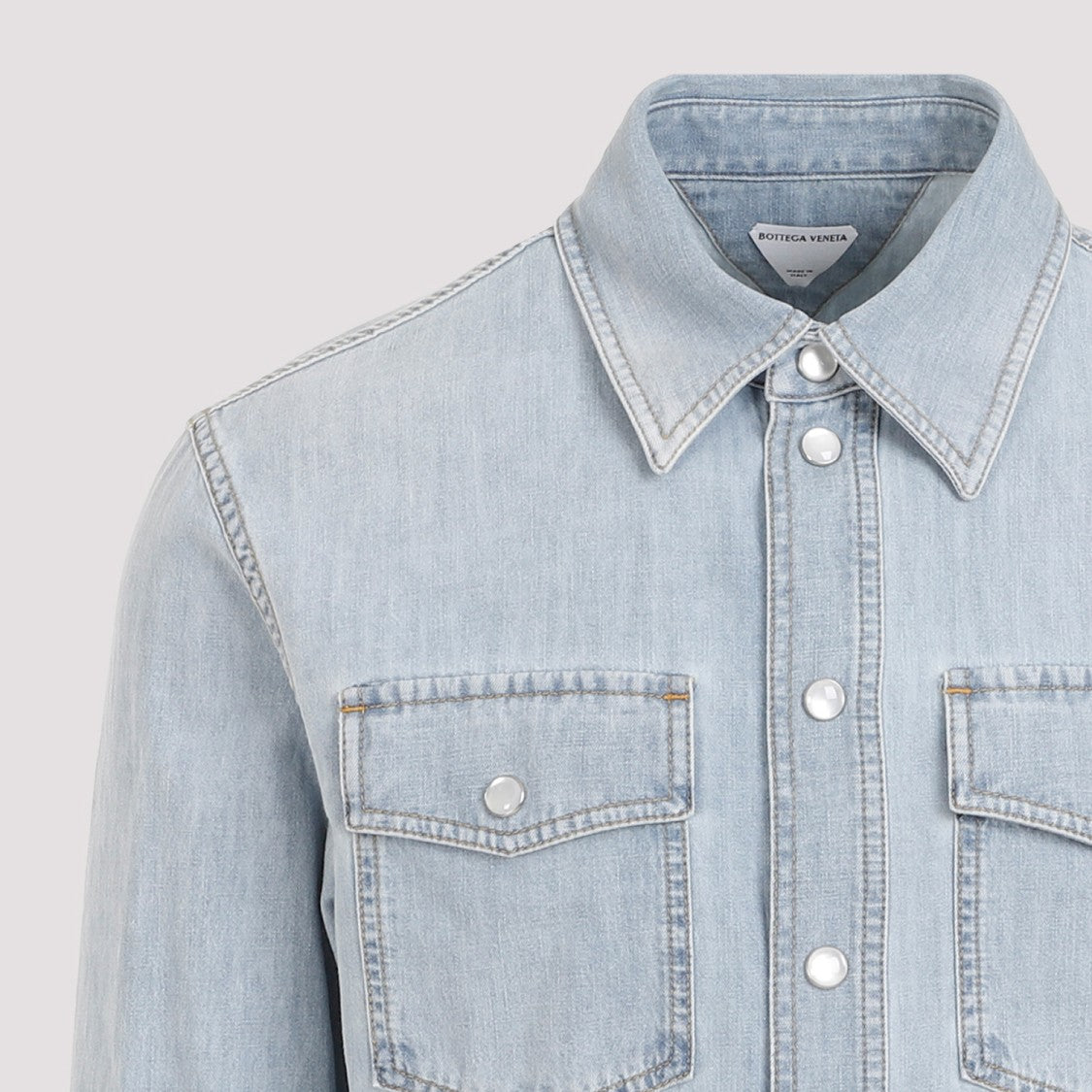 Bottega Veneta Light Blue Bleatch Cotton Shirt