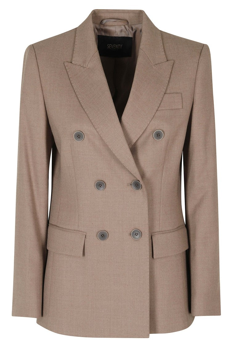 Seventy Mud Double-Breasted Padded Shoulders Wool-Blend Jacket