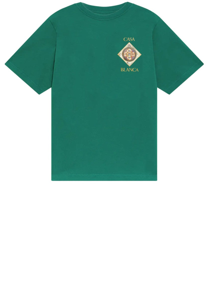 Casablanca Graphic Logo Print Cotton T-Shirt With Gold Accents