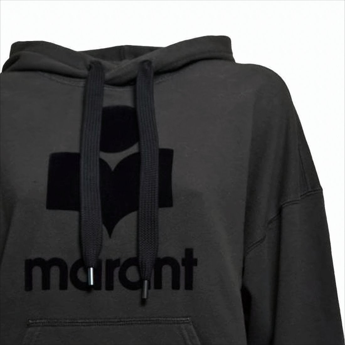 Isabel Marant Relaxed Fit Black Hoodie With Textured Logo Design