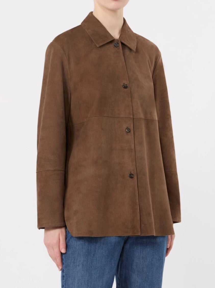 Max Mara Brown Smmgocce Suede Boxy Jacket