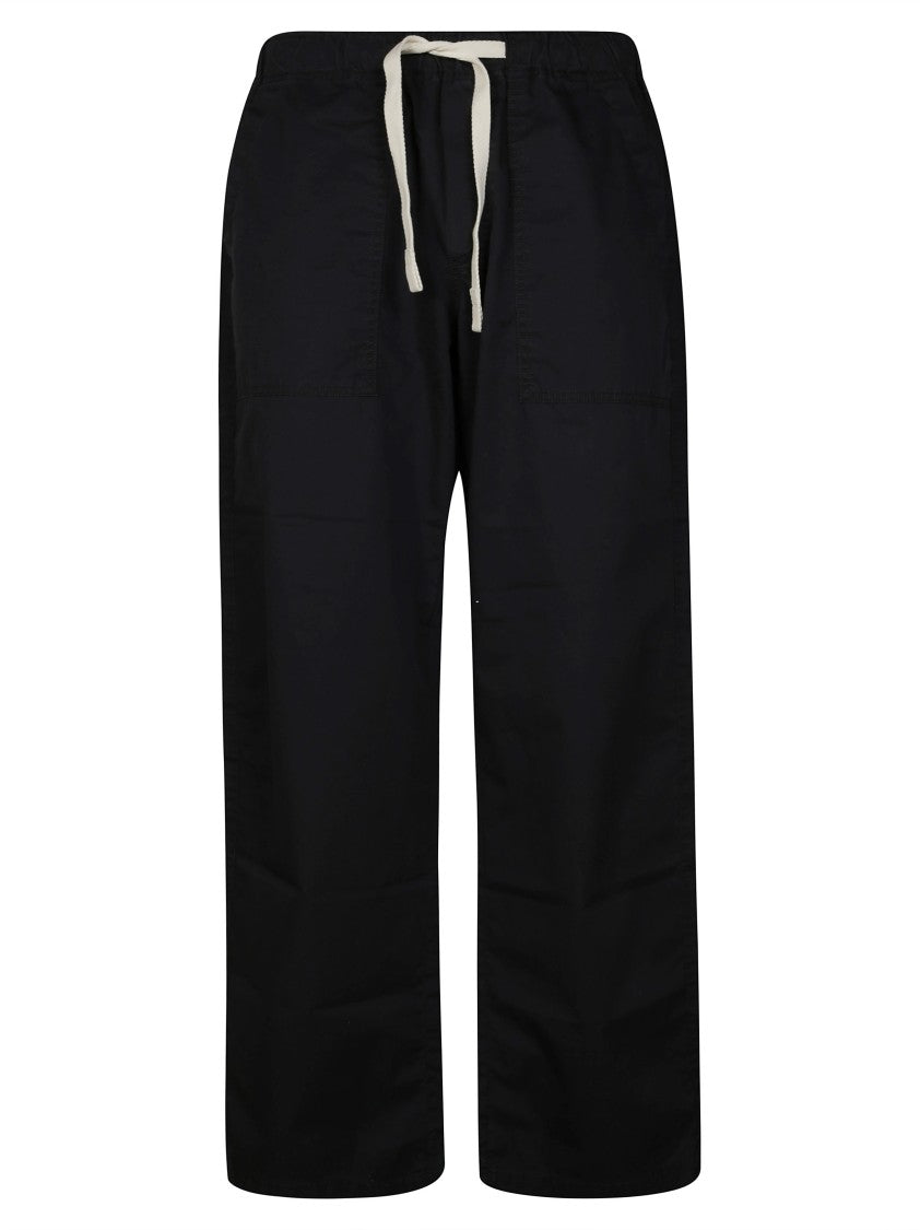 Palm Angels Loose-Fitting Black Pants With Curved Logo Detail