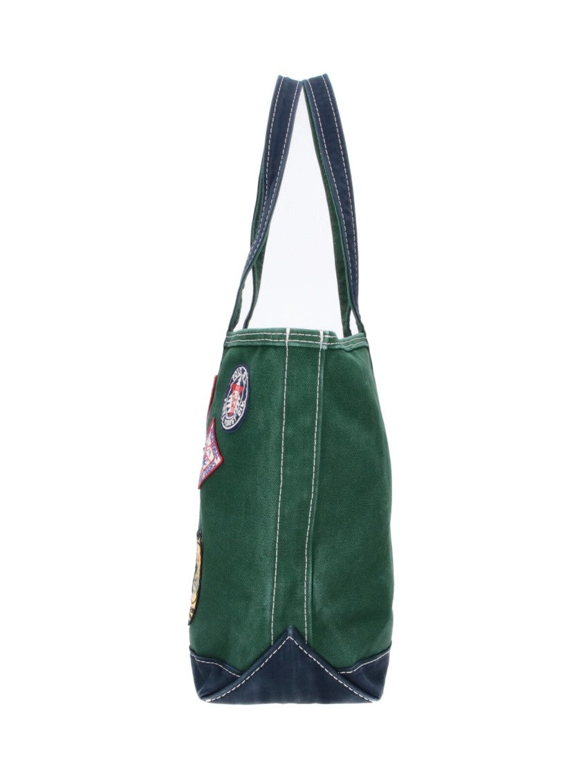 Polo Ralph Lauren Green Logo Canvas Zip Tote Bag