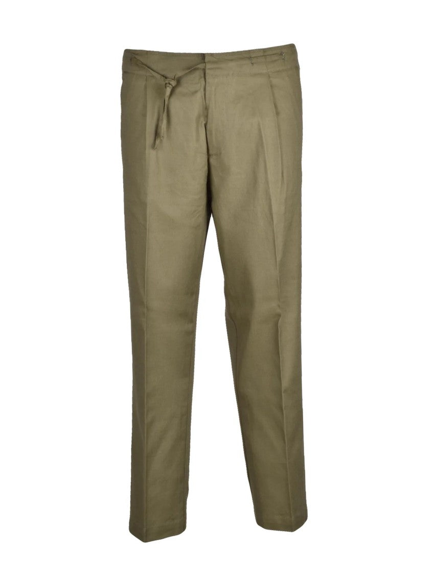Officina 36 High Waist Trousers With Pleats And Drawstring Detail