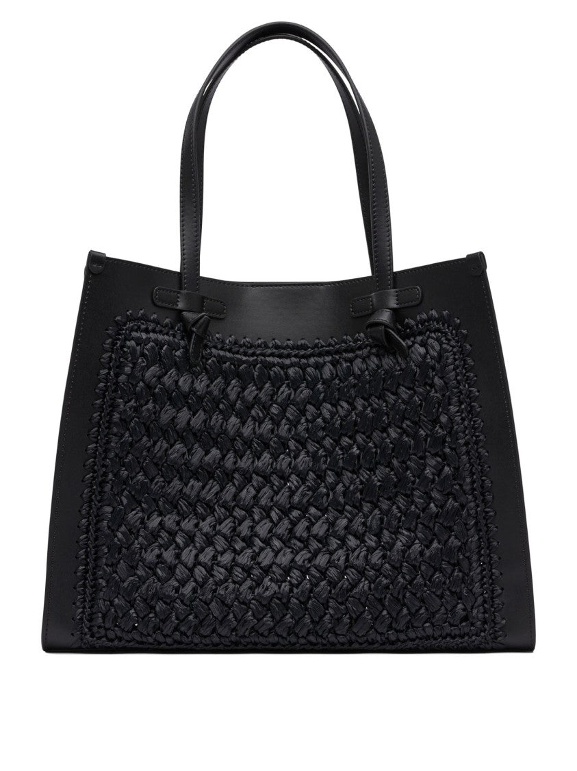 Gianni Chiarini Raffia-Leather Blend Shoulder Bag