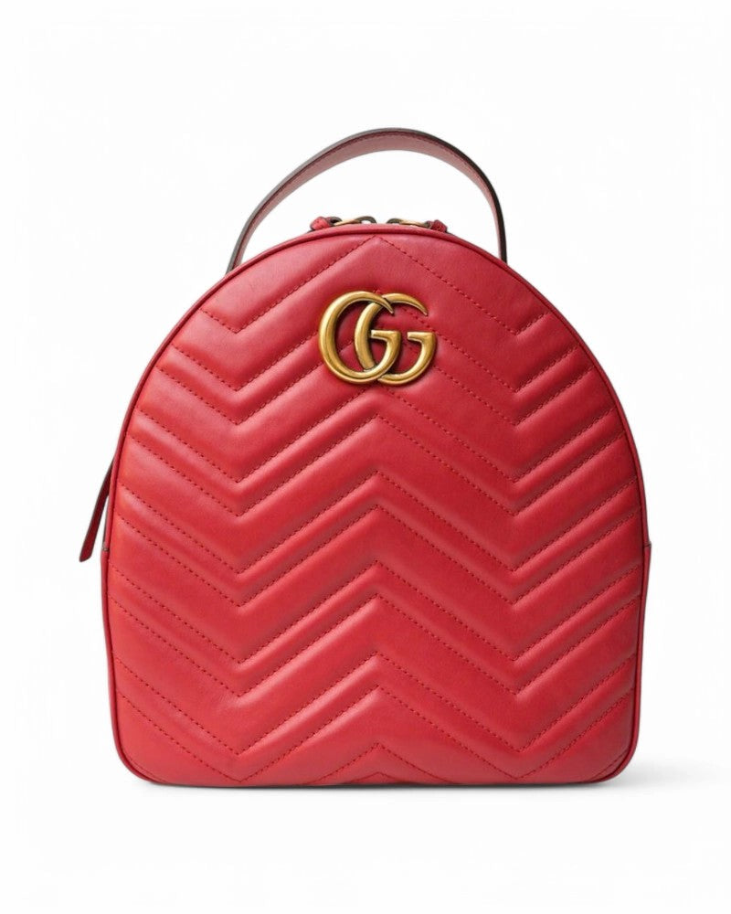 Gucci Red Gg Marmont Matelassè Backpack