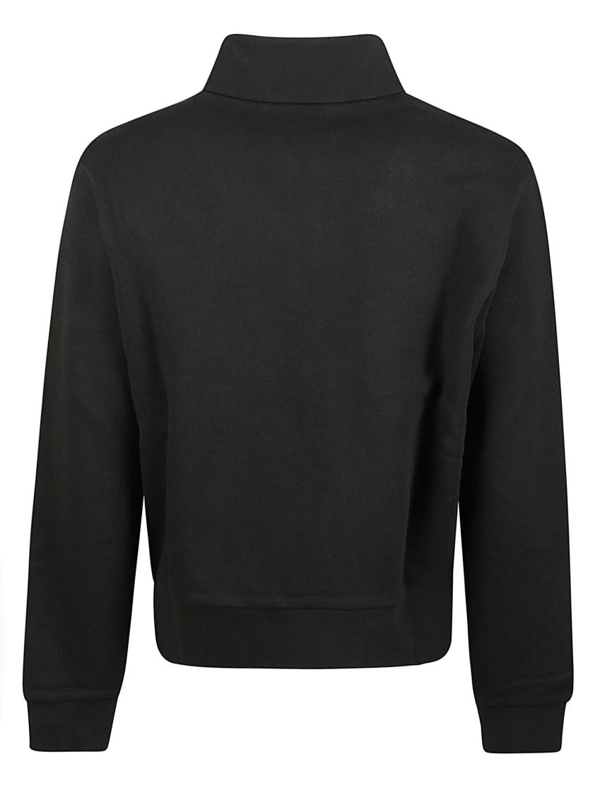 Moncler Logo Cropped Half-Zip Ribbed Cotton Sweatshirt