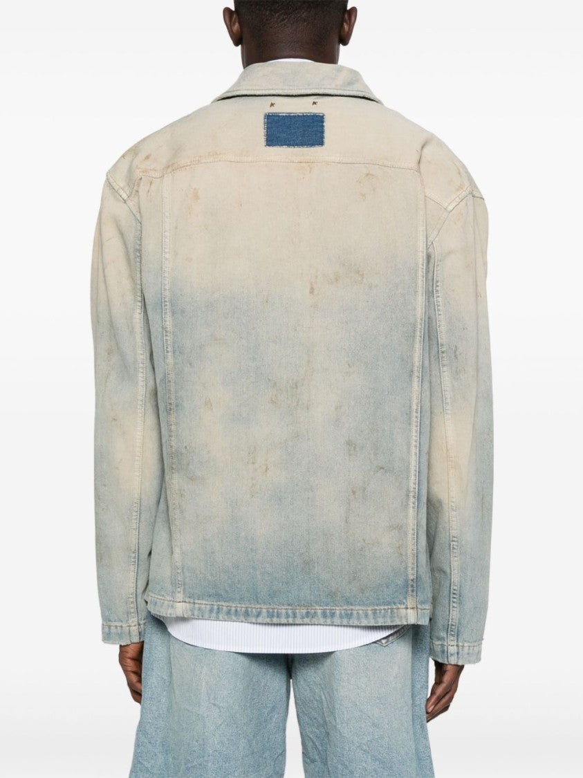 Golden Goose Light Blue Zip-Fastening Shirt With Utility Pockets