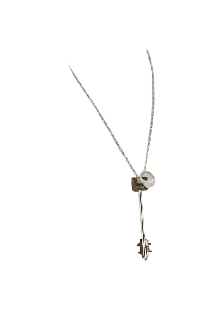 Rabanne Silver Key And Ring Pendant Necklace With Polished Finish