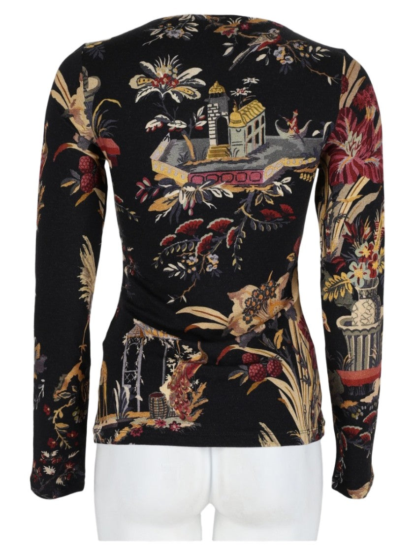 Etro Multicolor Printed Long-Sleeve Viscose-Blend Top