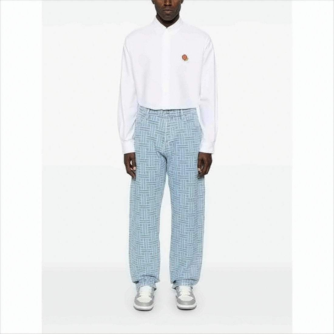 Kenzo Long-Sleeve White Shirt With Button-Down Collar