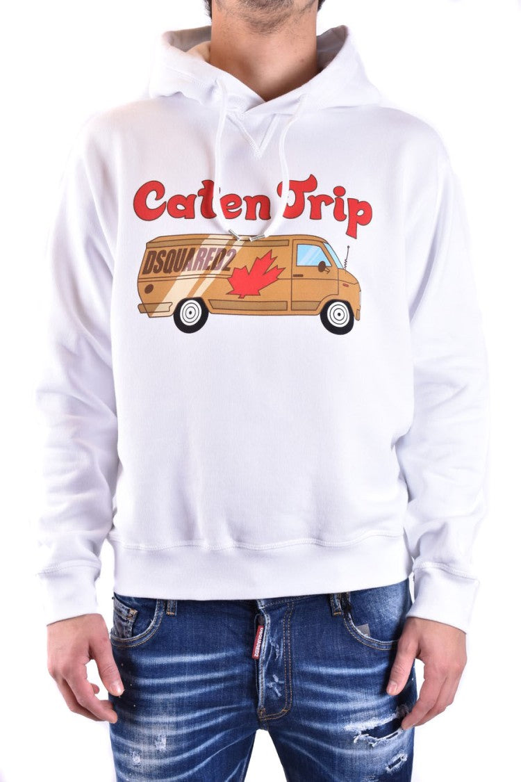 Dsquared2 Graphic Print Cotton Sweatshirt With Hood