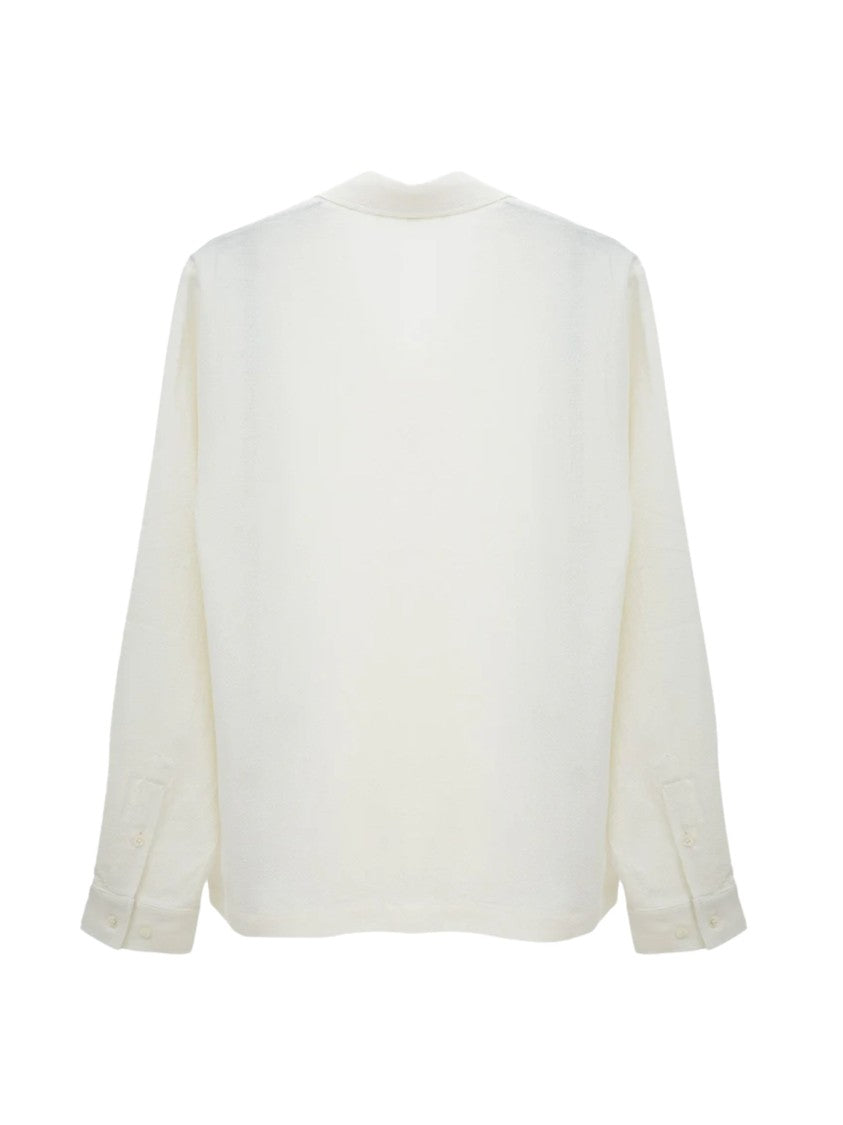 Séfr Relaxed Fit White Shirt With Classic Collar And Textured Finish