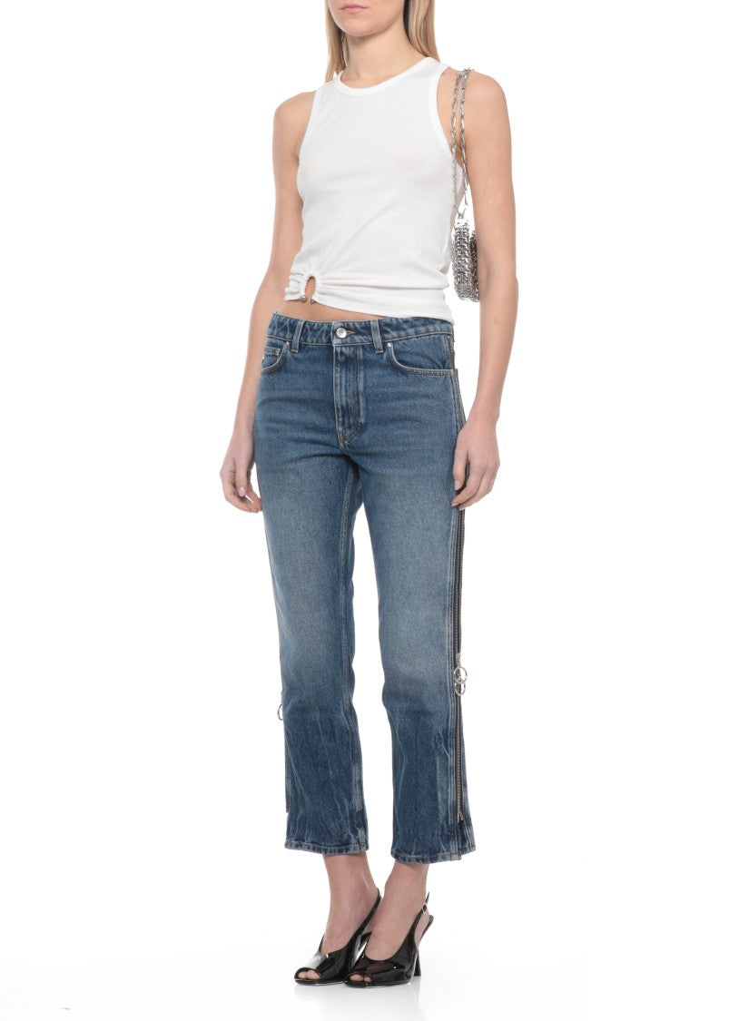 Rabanne Blue Cotton Side-Zip Jeans