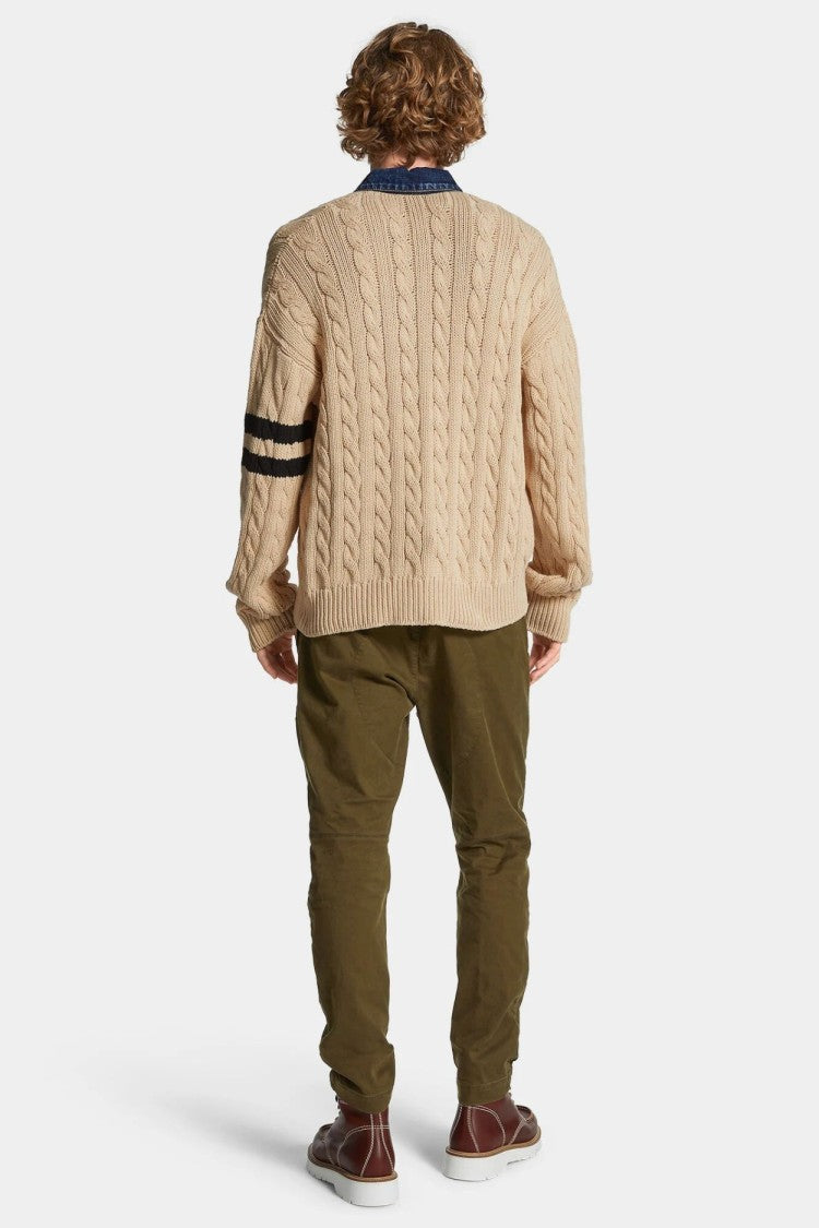 Dsquared2 Olive Green Cotton Tapered Chino Trousers