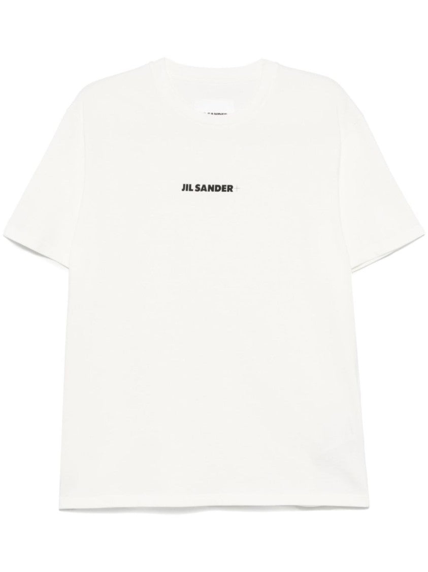 Jil Sander Porcelain Cotton Jersey Crewneck T-Shirt With Logo