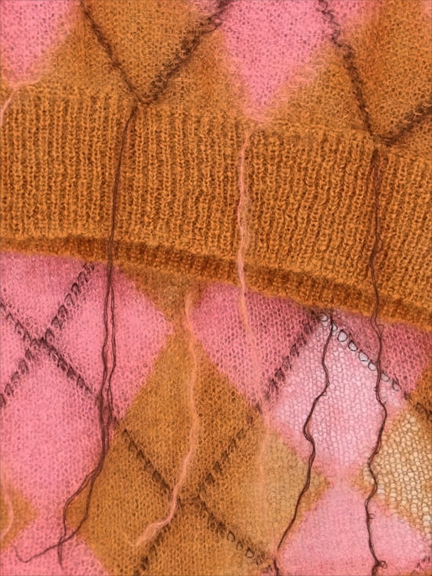 Marni Sleeveless Argyle Knit Vest With V-Neckline