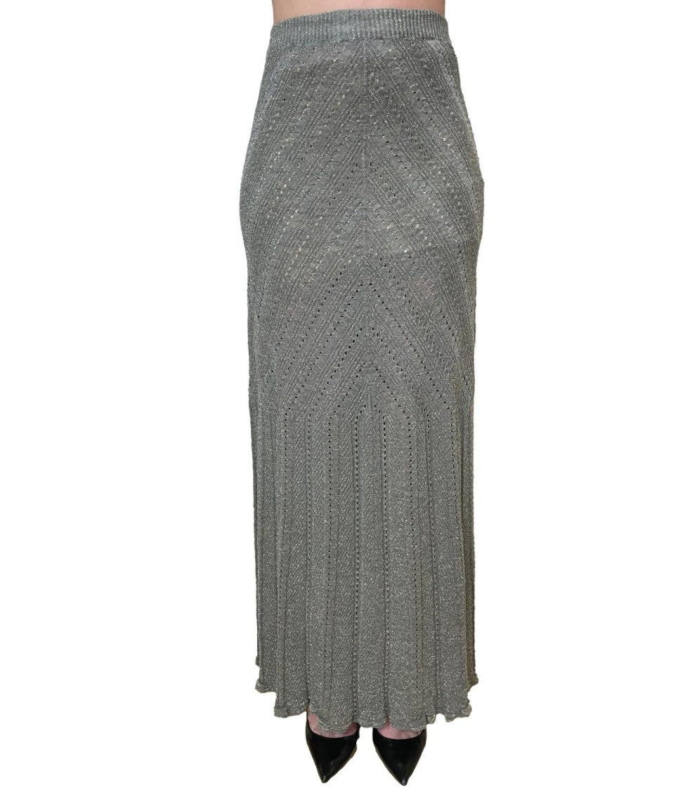 Twin-Set Chevron Knit Maxi Skirt With Fitted Waist