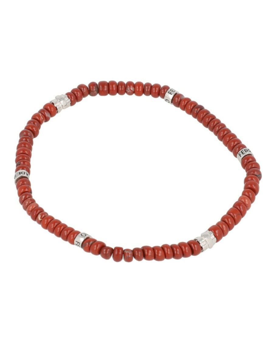 Ferragamo Beadstone Bracelet With Silver-Tone Logo Inserts And Gancini Accents