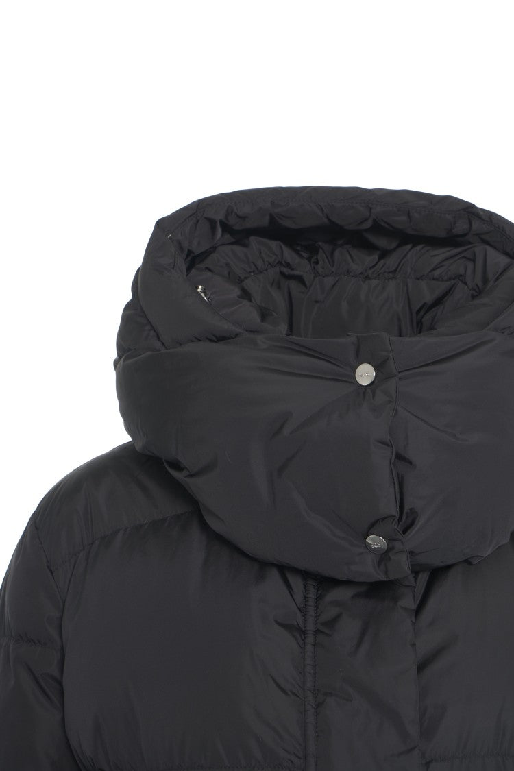 Add Quilted Puffer Jacket With High Collar And Hood