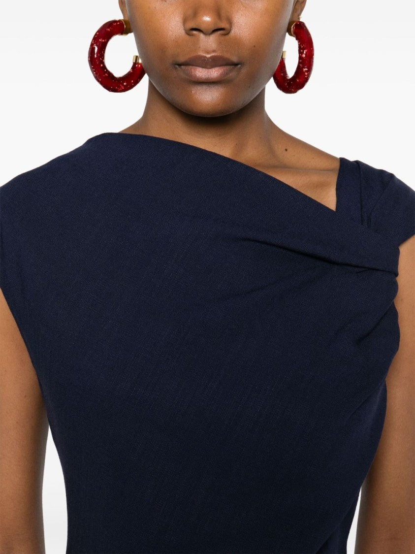 Msgm Asymmetric Neck Sleeveless Viscose Dress