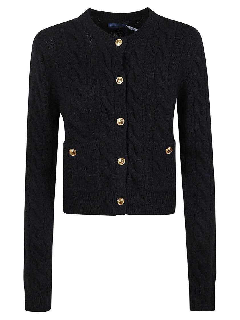 Polo Ralph Lauren Classic Cable Knit Cardigan With Gold Accents