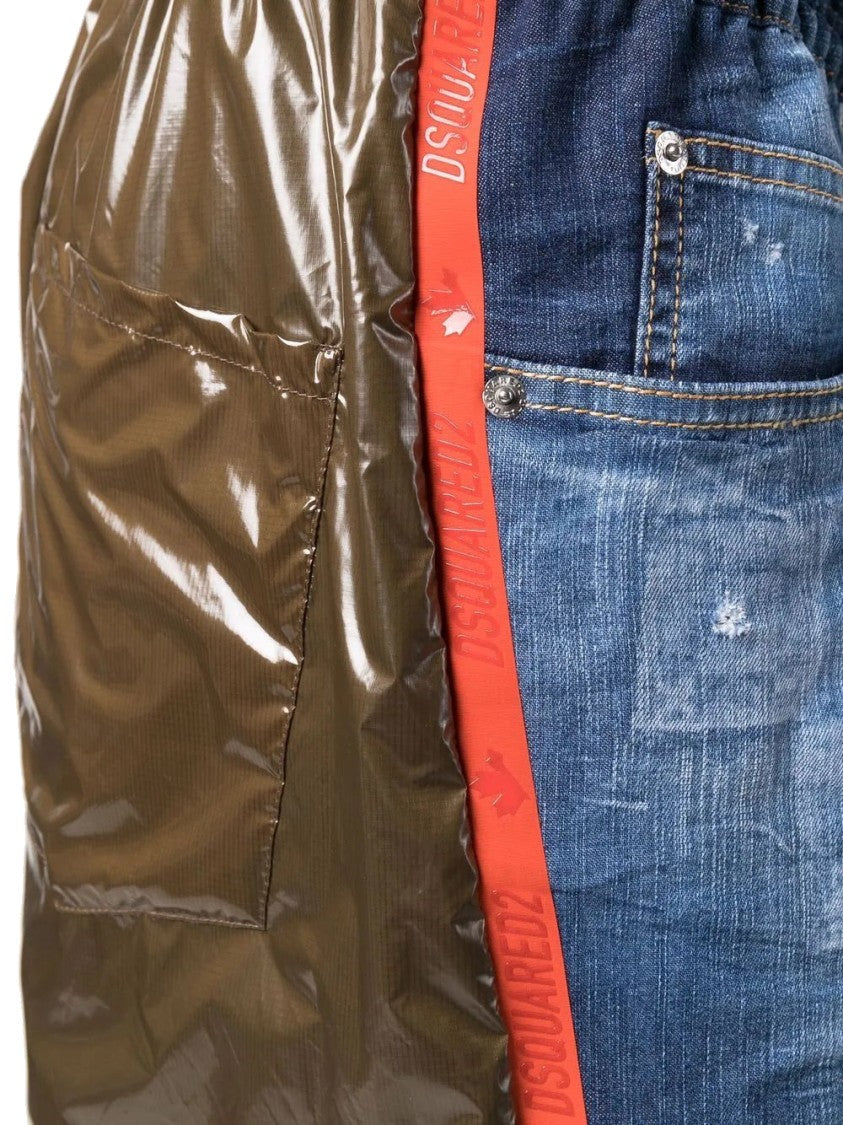 Dsquared2 Relaxed Fit Denim Shorts With Subtle Distress And Elastic Waistband