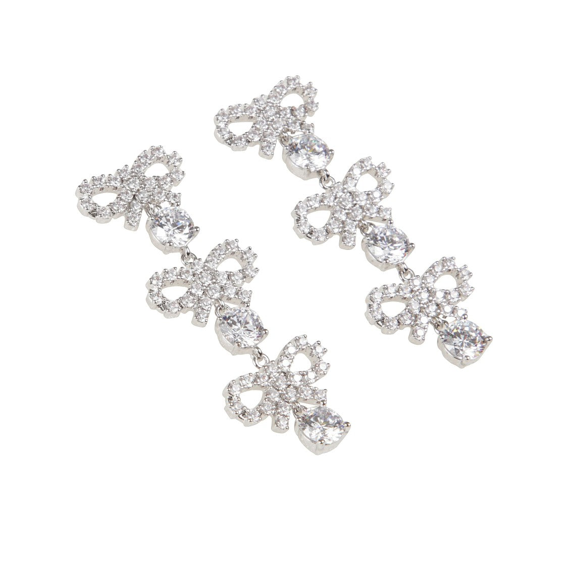 Self-Portrait Micro Bow Crystal Tiered Earrings