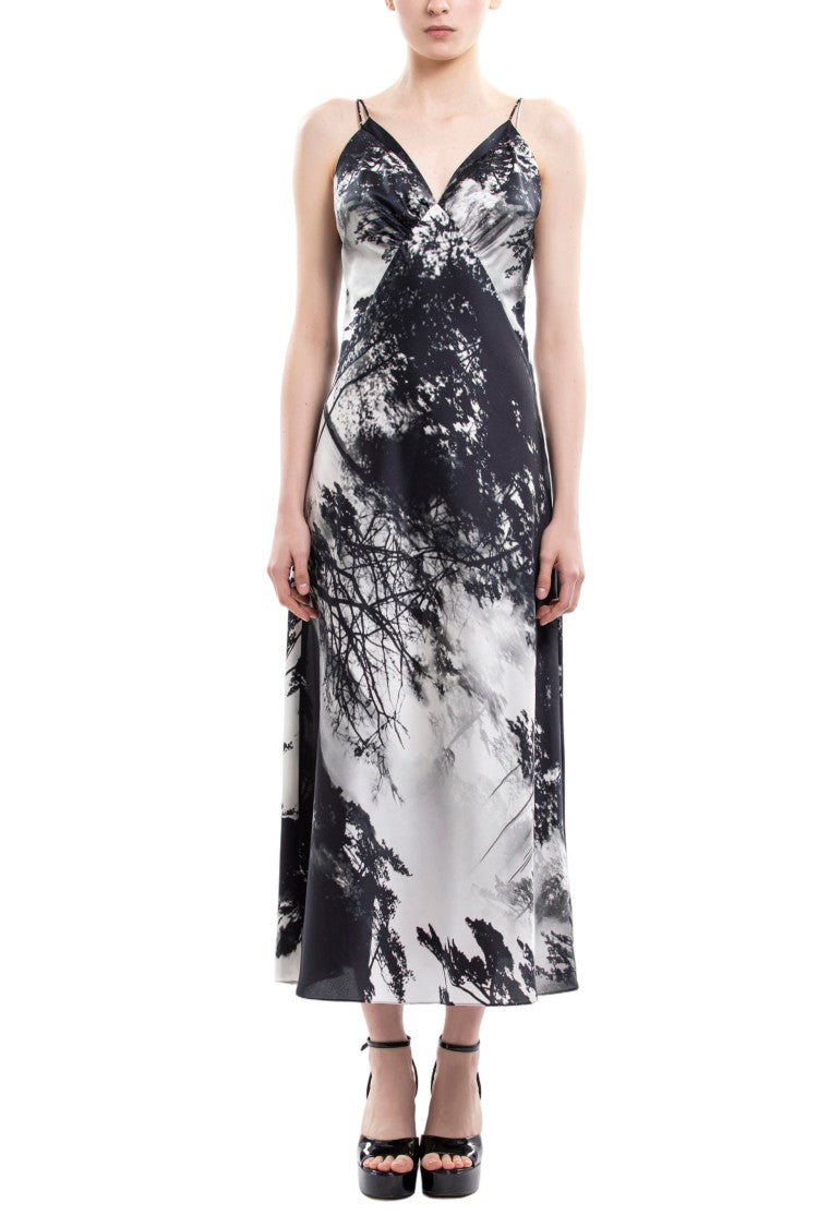 Saiid Kobeisy Vibrant Printed Midi Dress With Flattering V Neckline