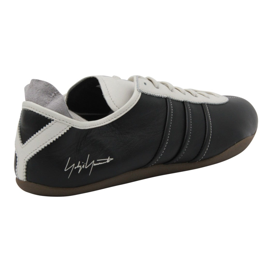 Y-3 Black Leather Sneakers With Signature Logo