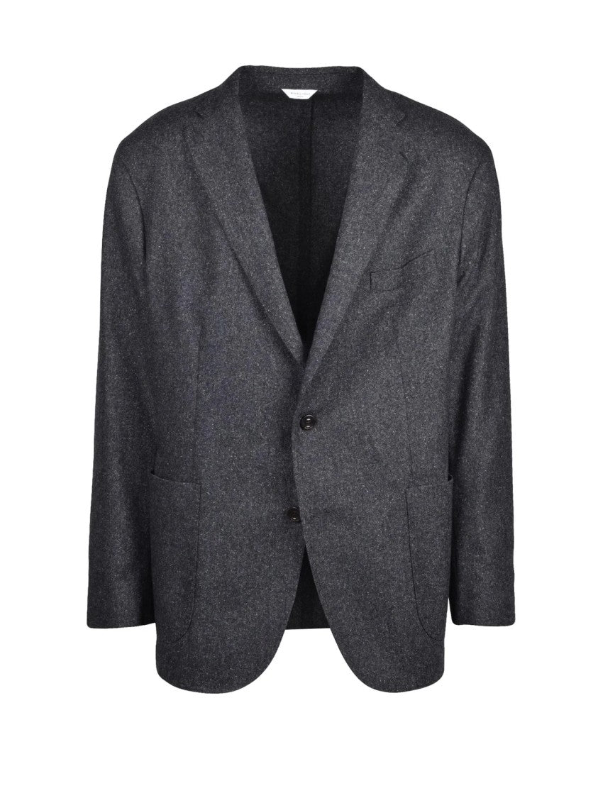 Boglioli Grey Stretch Virgin Wool-Blend Tailored Jacket