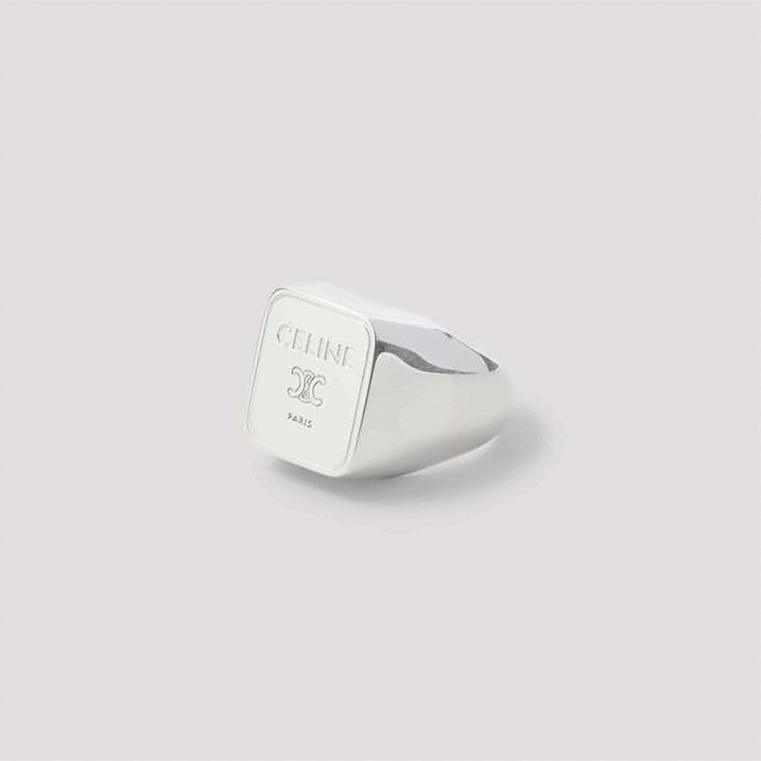 Celine Polished Brass Ring With Engraved Logo