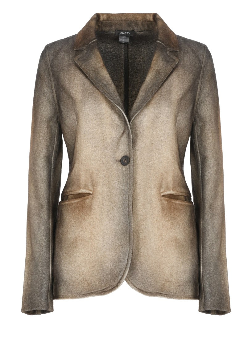 Avant Toi Beige Gradient Spear Collar Jacket