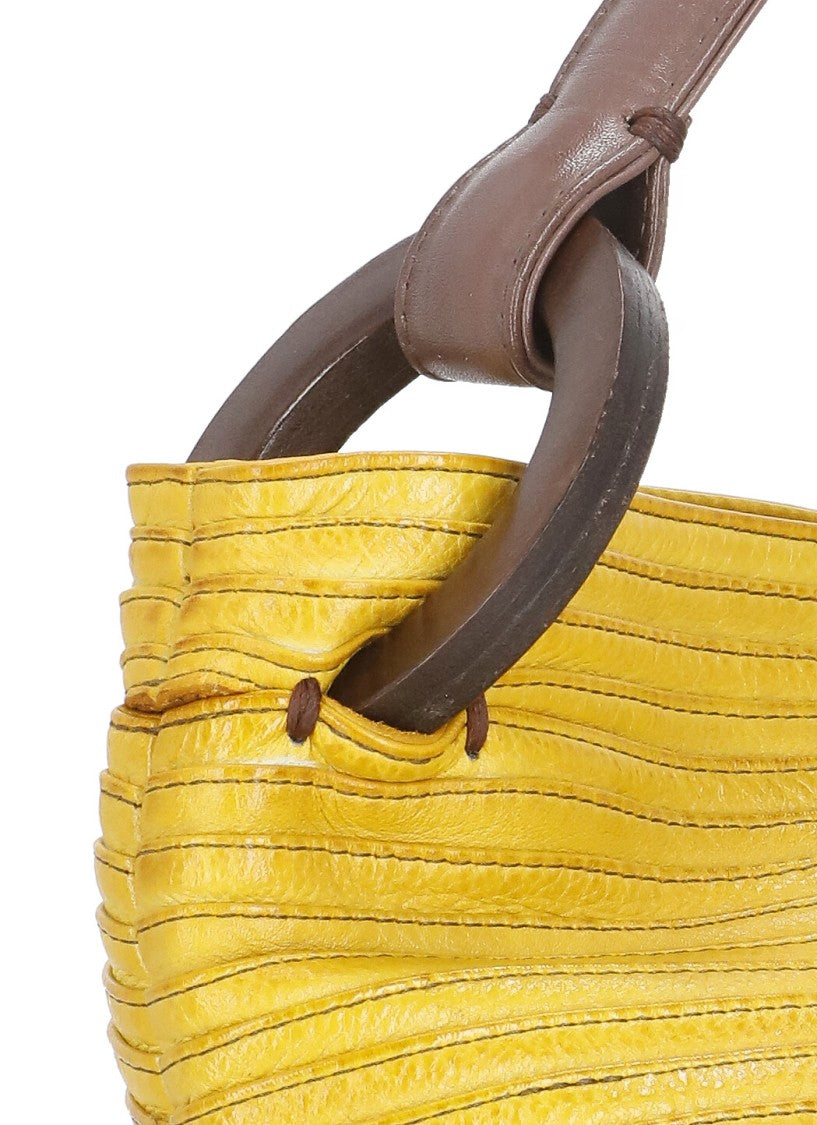 Majo Yellow Leather Shoulder Bag