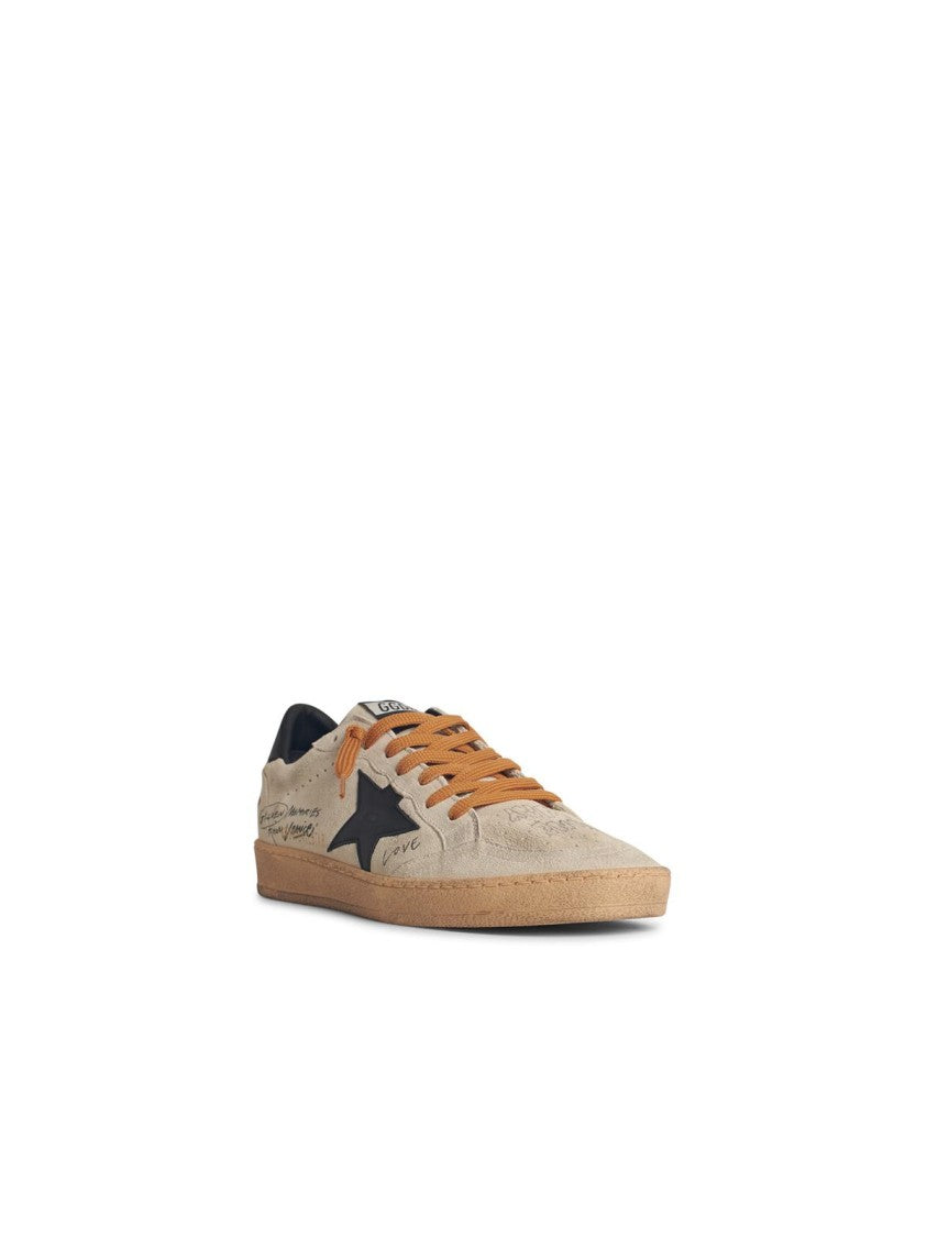 Golden Goose Ball-Star Sneakers With Grey Suede And Black Leather Details