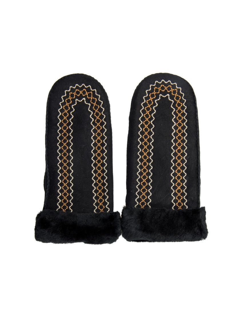 Ugg Atherson Embroidered Sheepskin Mitten Gloves
