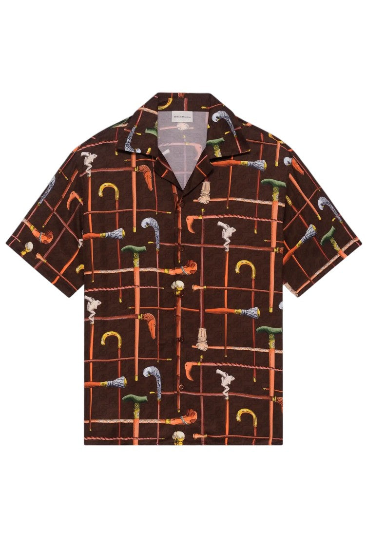 Drôle De Monsieur Short-Sleeved Viscose Shirt With Artistic Cannes Print