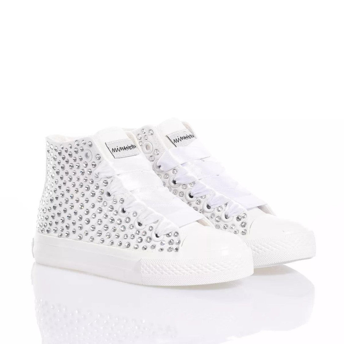 Mimanera High-Top Canvas Sneakers With Swarovski Crystal Embellishments