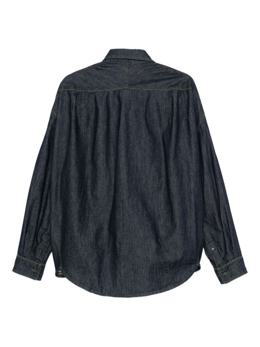 Dries Van Noten Denim Long-Sleeved Shirt With Classic Collar