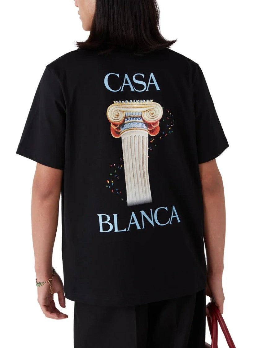 Casablanca Black Graphic T-Shirt With Classical Column Print