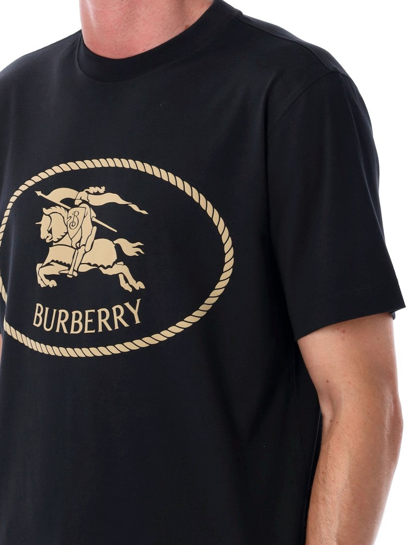 Burberry London Black Cotton Knight Stamp T-Shirt