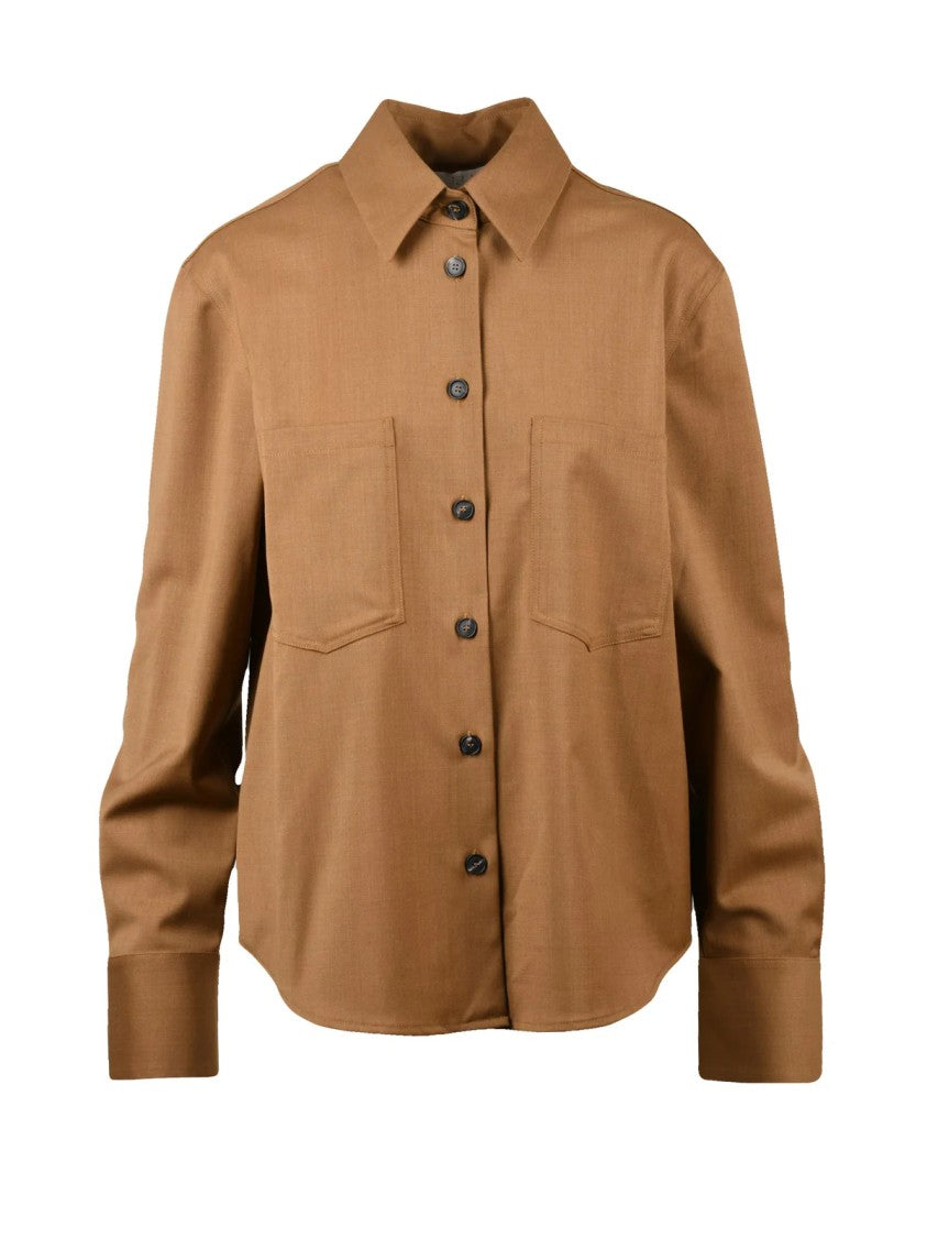 Tela Caramel Modern Fit Virgin Wool-Blend Shirt