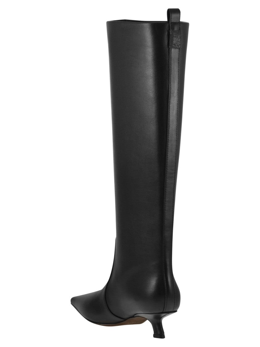 Brunello Cucinelli Nappa Leather Boots With Shiny Loop Detail