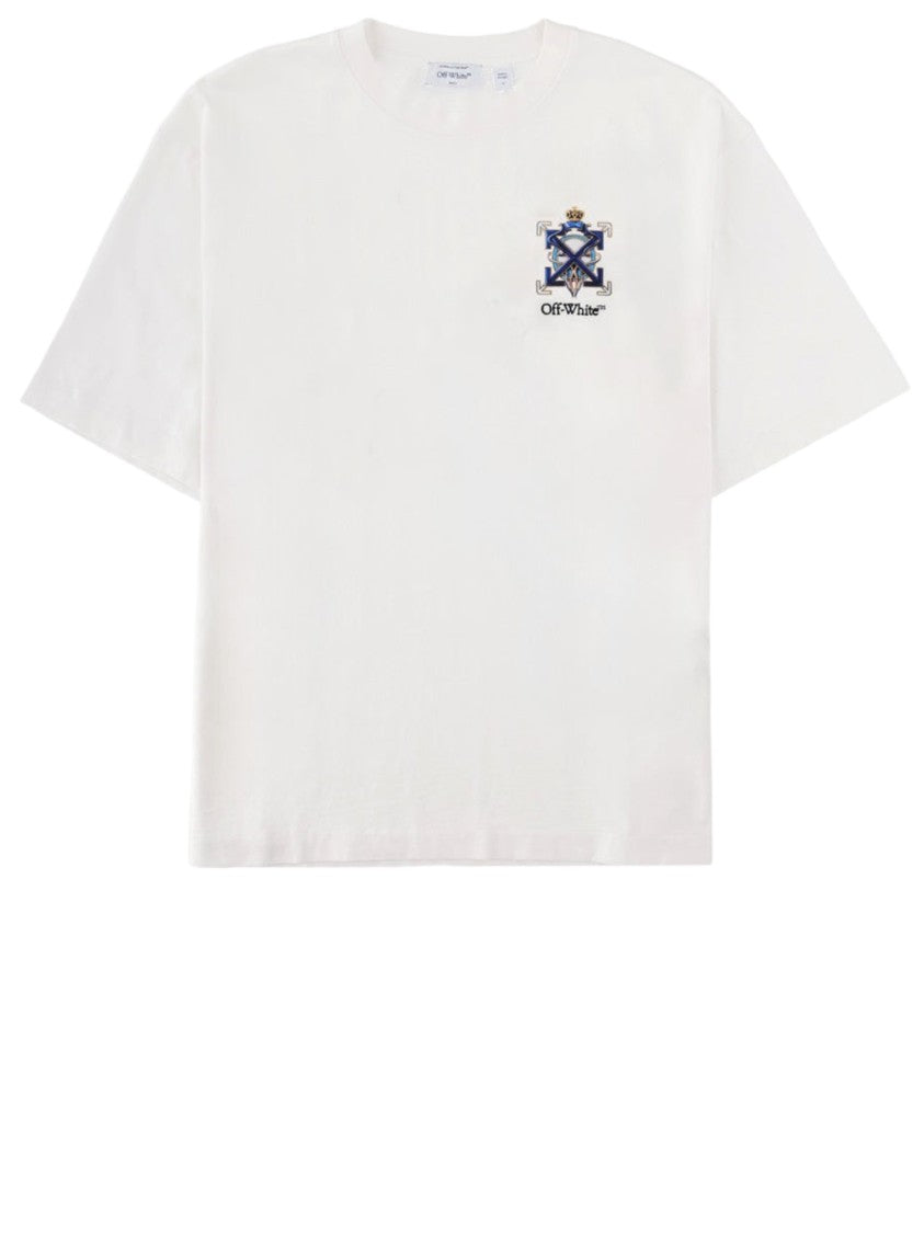Off-White Contrast Logo Cotton T-Shirt With Jewel Arrow Detail