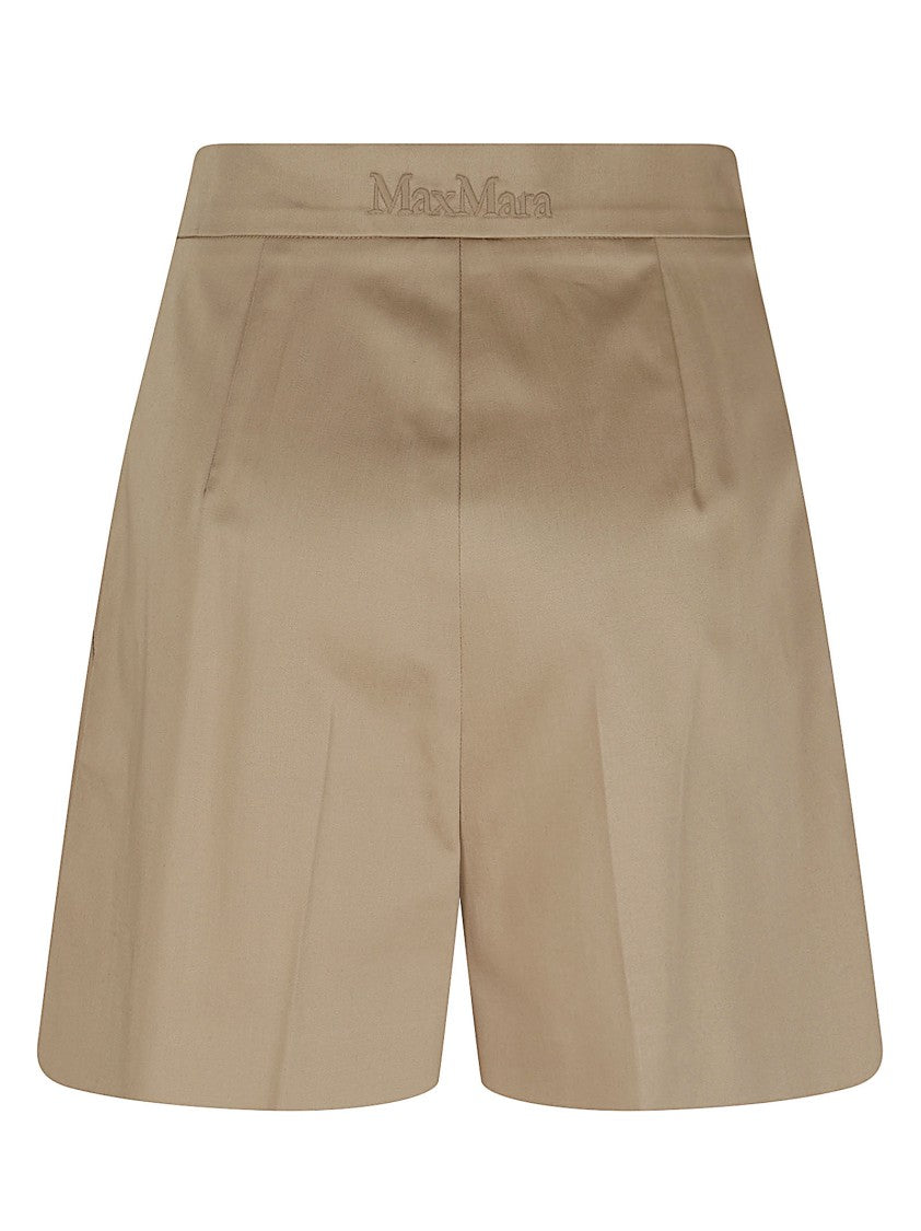 Max Mara Beige Tabacco Cotton Satin Shorts